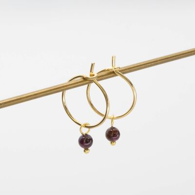 gemstone hoops - gold - garnet