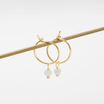 gemstone hoops - Gold - Aquamarine