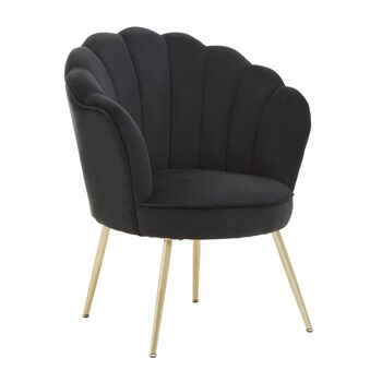 Chaise festonnée en velours noir Ovala 6