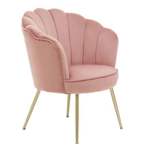 Ovala Pink Velvet Scalloped Chair