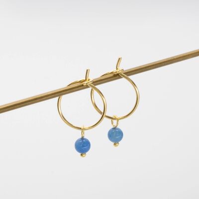 gemstone hoops - gold - agate blue