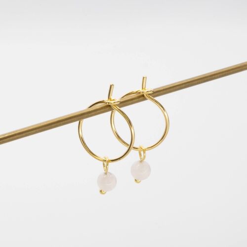 gemstone hoops - Gold - Rosenquartz