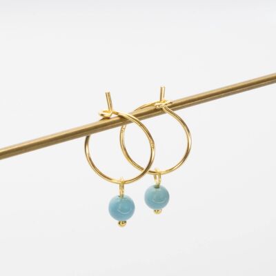 gemstone hoops - gold - turquoise