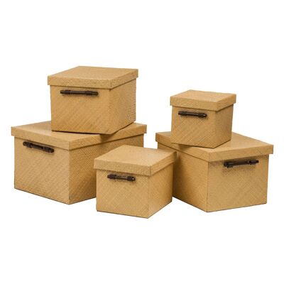 Pandanus Natural/Bamboo Storage Boxes