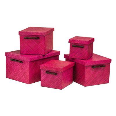 Pandanus Pink Storage Boxes - Set of 5