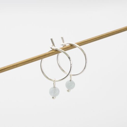 gemstone hoops - Silber - Aquamarine