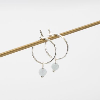 gemstone hoops - silver - aquamarine