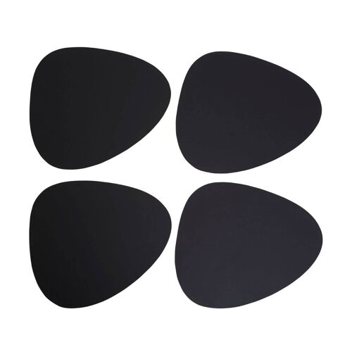 Pebble 4pc Black Leather Placemats