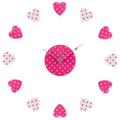 Pink and White Heart Plastic DIY Wall Clock