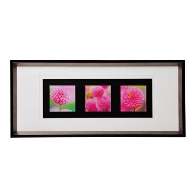 Pink Floral Colour Glass Triple Wall Art