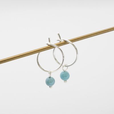 gemstone hoops - silver - turquoise