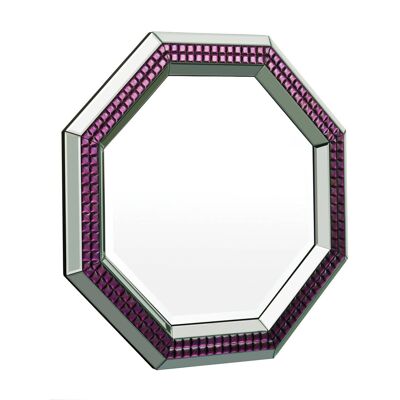 Purple and Clear Mirrored Glass Octagonal Mirror