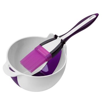 Ensemble pinceau et bol à badigeonner violet et blanc 1