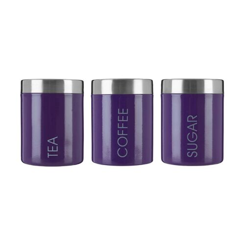 Purple Enamel Tea Coffee and Sugar Set
