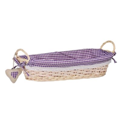 Purple Gingham Lining Oblong Willow Basket
