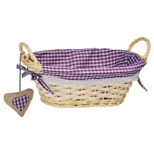Purple Gingham Lining Oval Willow Basket