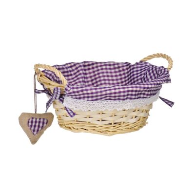Purple Gingham Lining Round Willow Basket