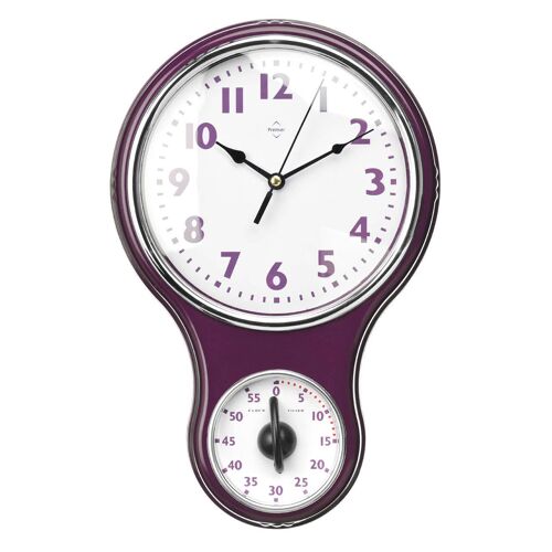 Purple Plastic with Timer Wall Clock