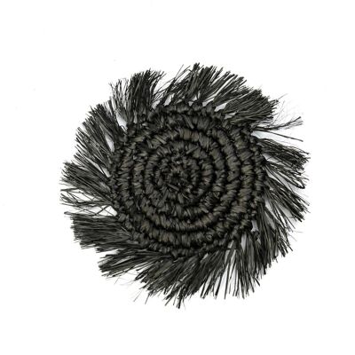 The Fringe Raffia Coaster - Schwarz