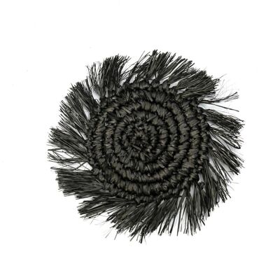 Posavasos de rafia con flecos - Negro