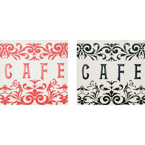 Red and Black Assorted 'Café' Canvas Print