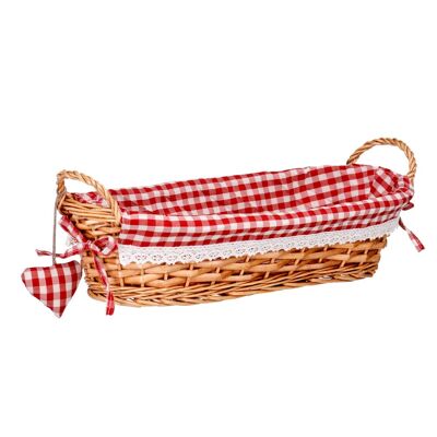 Red Gingham Lining Oblong Willow Basket