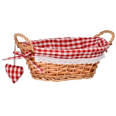 Red Gingham Lining Oval Willow Basket