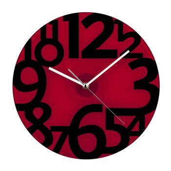 Horloge murale en verre rouge et chiffres noirs 1