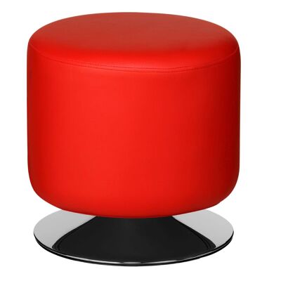 Red Leather Effect Cylinder Stool