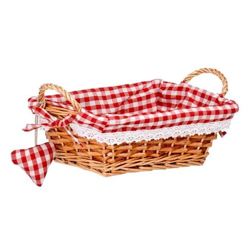 Red Lining Rectangle Small Willow Basket