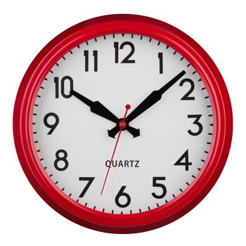 Horloge murale bordée de métal rouge 1