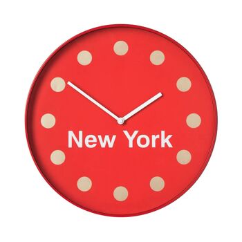 Horloge Murale Design New York Rouge 1