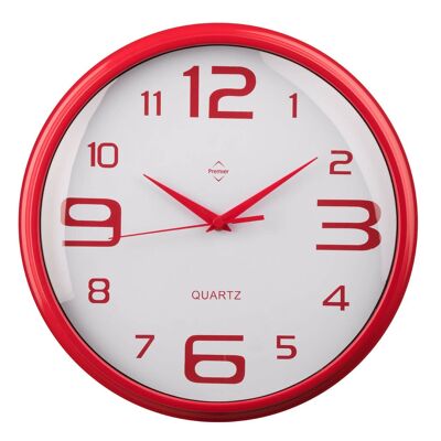 Red Plastic White Face Wall Clock