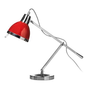 Abat-jour rouge et lampe de table ajustable chromée 1