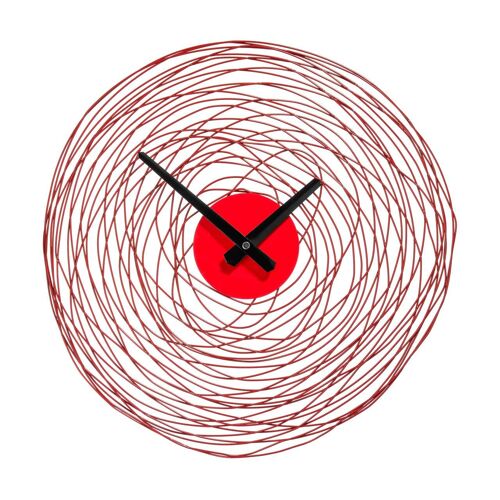 Red Swirl Metal and Plastic Wall Clock