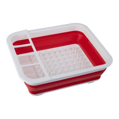Red White Collapsible Dish Rack