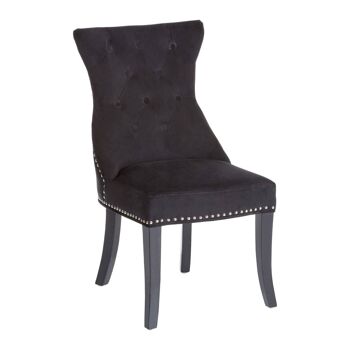 Chaise de salle à manger en velours de coton noir Regents Park 3