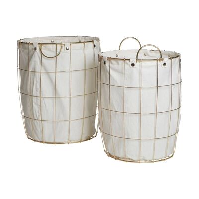 Round Gold Wire Laundry Basket - Set of 2