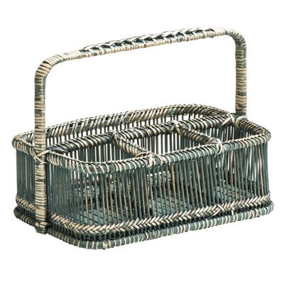 Rustic Grey Washed Rectangular Caddy Basket