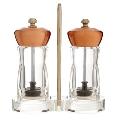 Salt and Pepper Copper Mill Set with Stand