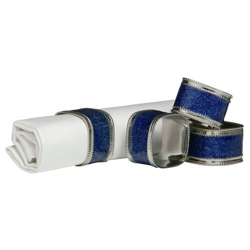 Sapphire Glitter Napkin Rings - Set of 4