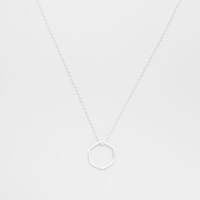 soft hexagon necklace - silver - L