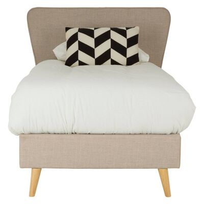 Scandinavian Beige Hopsack Fabric Single Bed