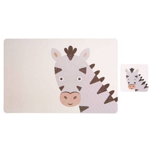 Set of 2 Zebra Placemat and Coaster