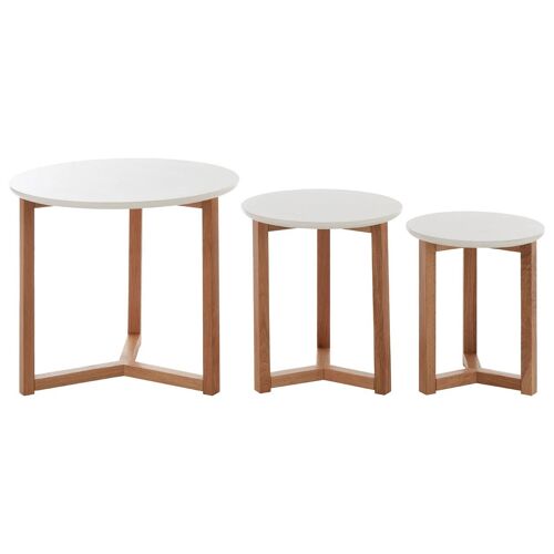 Set of 3 Side Tables with White Tops