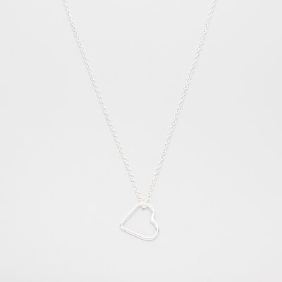 collar de corazón abierto - plata - L
