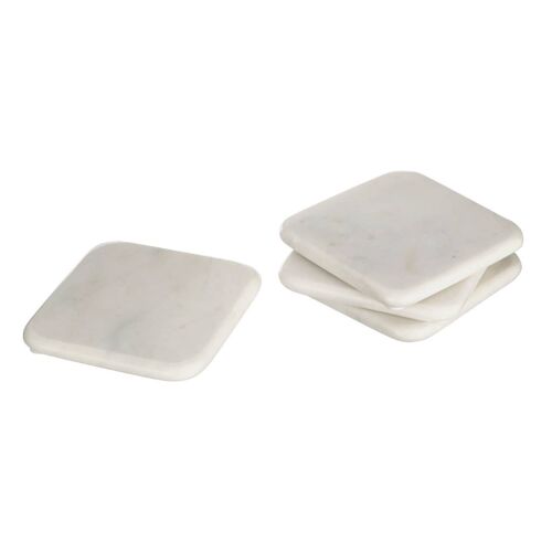 Set of Four Off White Marble Square Coasters