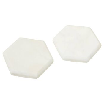 Ensemble de quatre sous-verres hexagonaux en marbre blanc 3