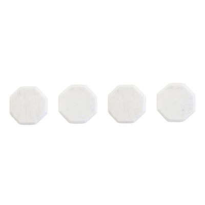 Set of Four White Marble Octagonal Coasters