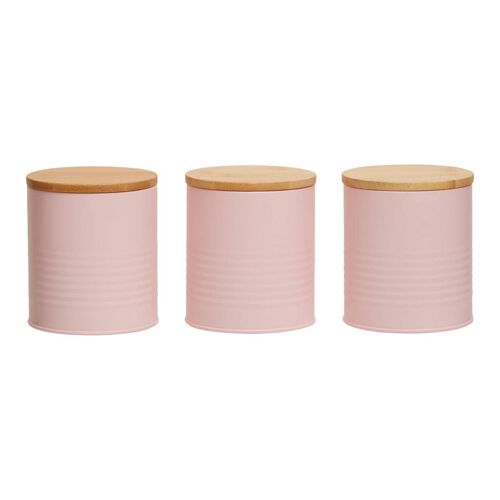 Set of three Alton Pink Cannisters